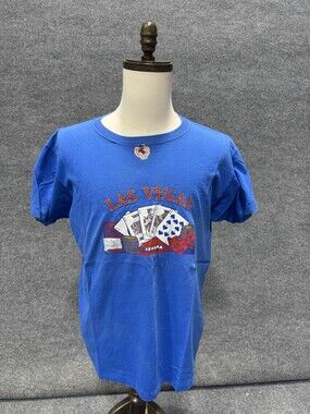 Las Vegas Nevada Casino Poker Cards Dice Souvenir Graphic T Shirt Blue
